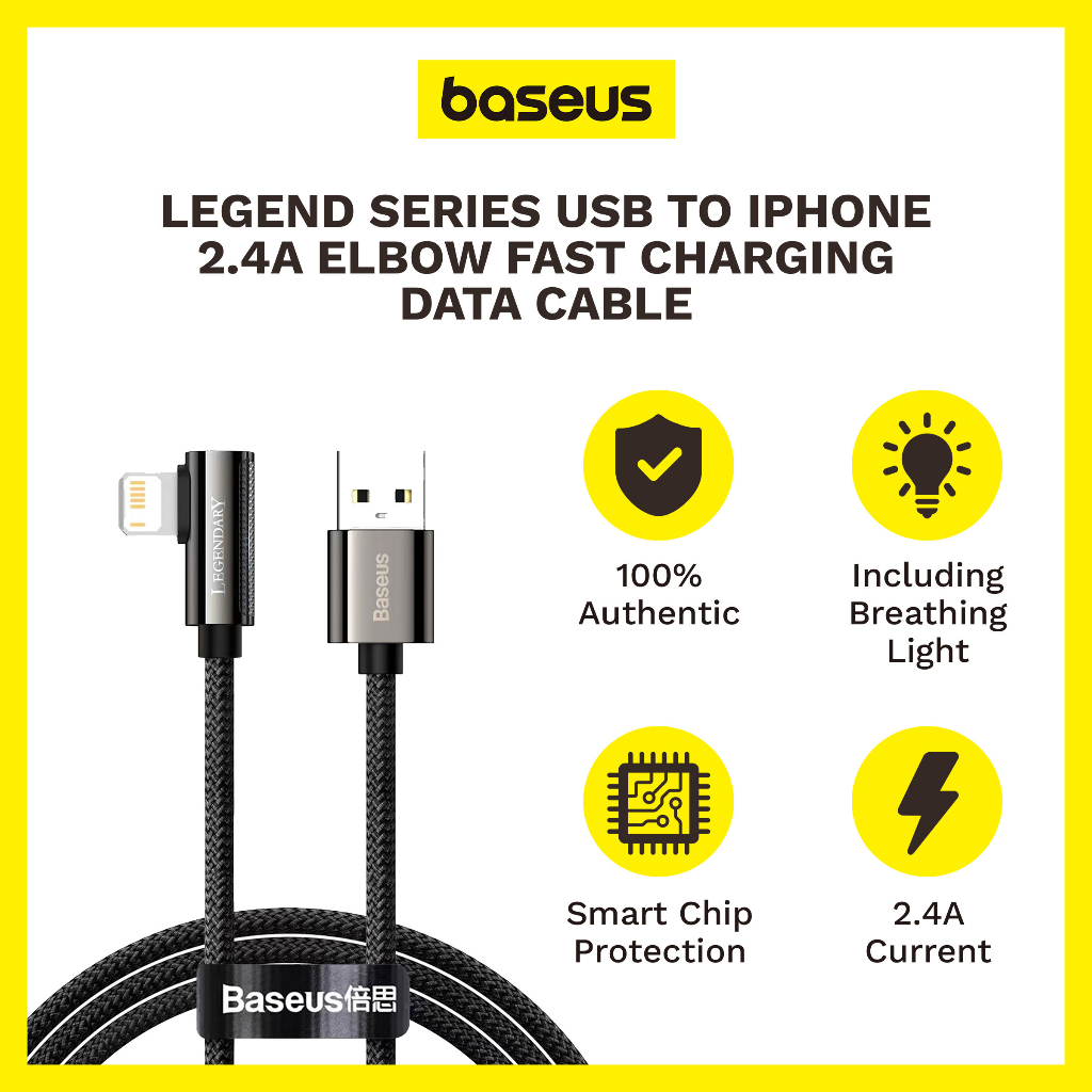 Baseus Legend Series USB To IPhone 2 4A Elbow Fast Charging Data Cable