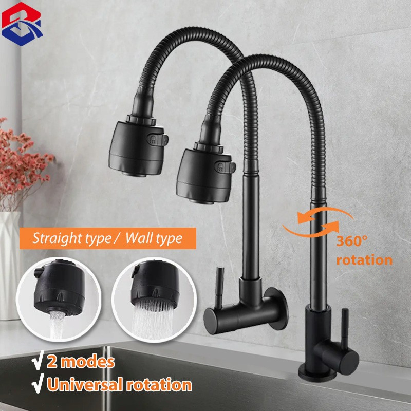 Tqtq Faucet Sus Premium Matte Black Kitchen Faucet Cold Tap Sink