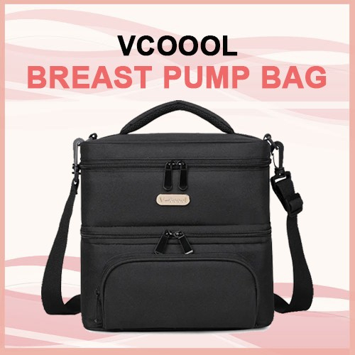 Vcoool Black Wearable Breast Pump Bag Two Compartments Thermal