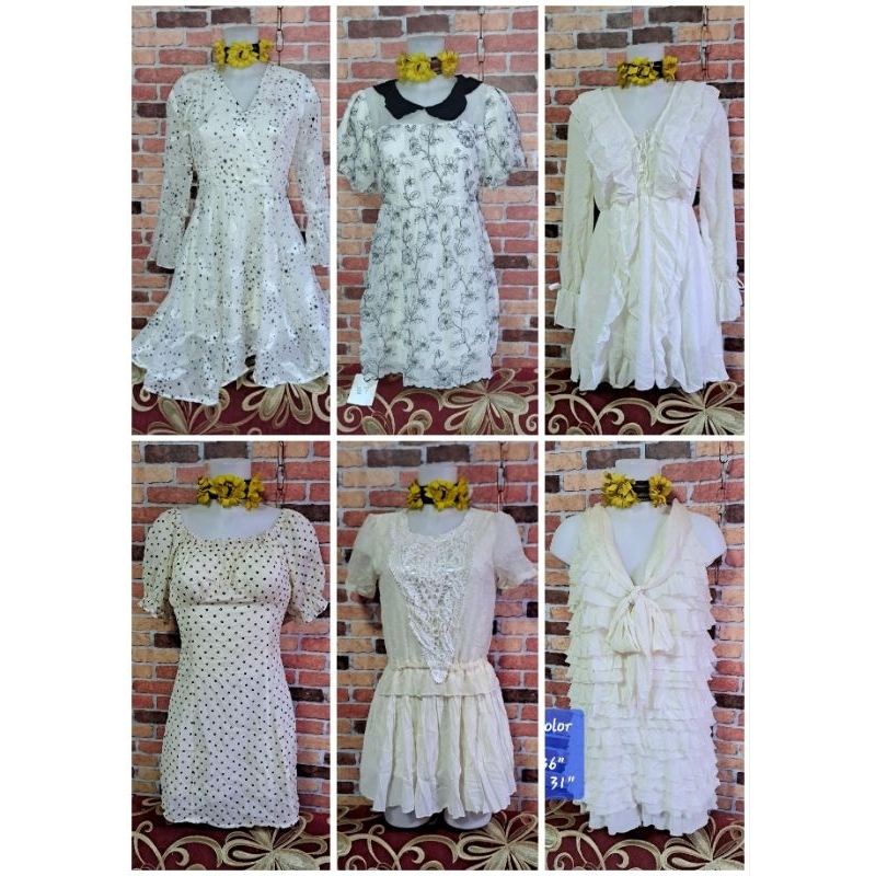White And Nude Cream Mini Midi Formal Casual Graduation Dress Preloved