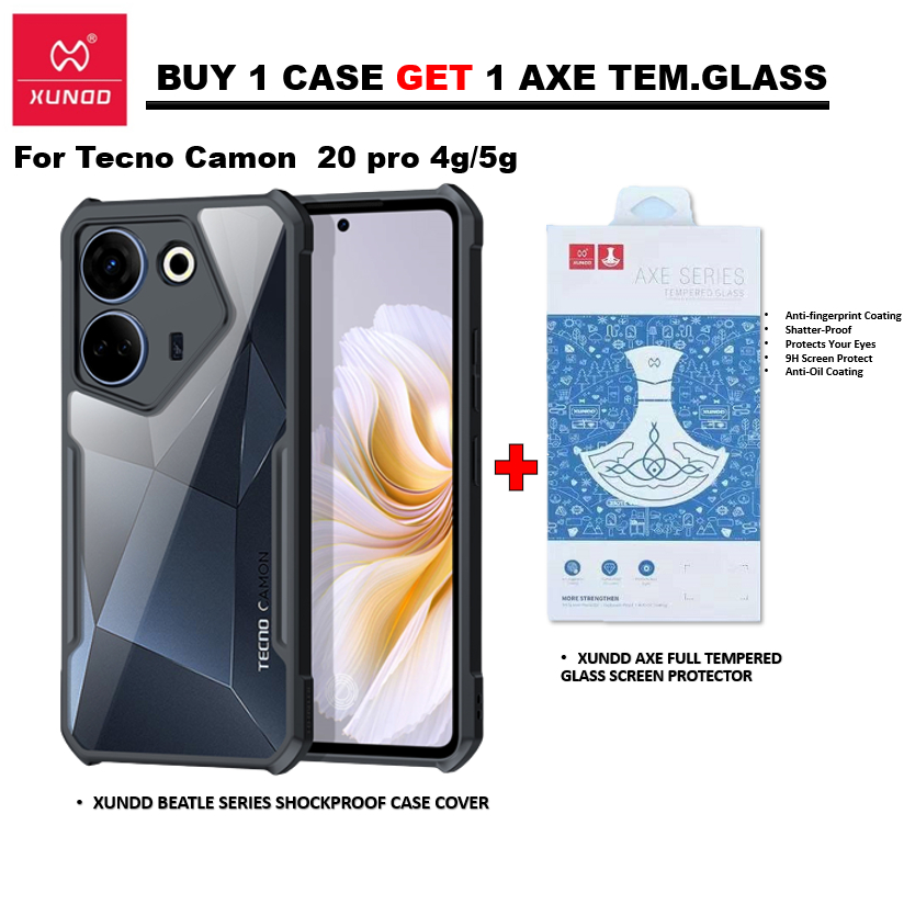 Tecno Camon Pro G G Xundd Beatle Case With Axe Full Tempered Glass