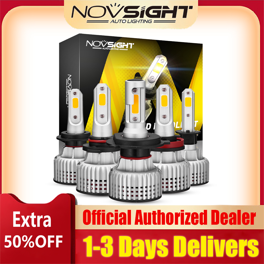 Novsight 3000K Yellow Light H11 H4 H7 Car LED Headlight Bulbs 72W