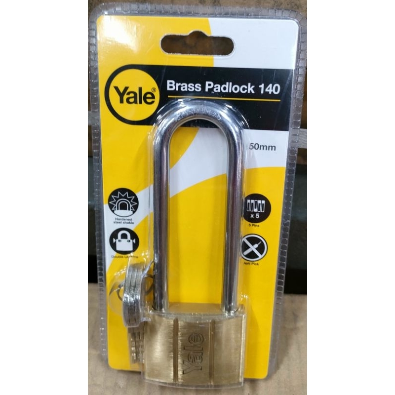 Yale Long Shackle Brass Padlock V140 LS 30MM 40MM 50MM 60MM