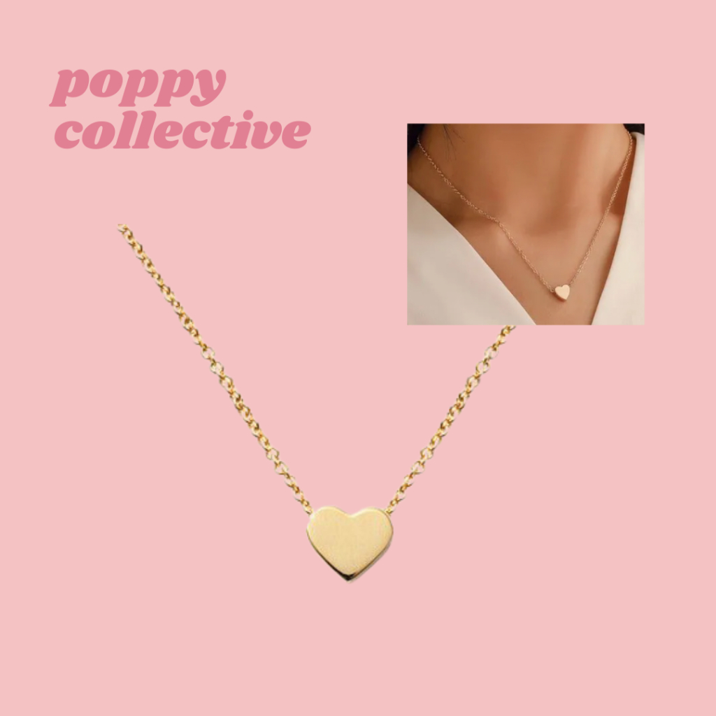 Gold Plated Heart Pendant Necklace With Chain Love Neckalce Accessory