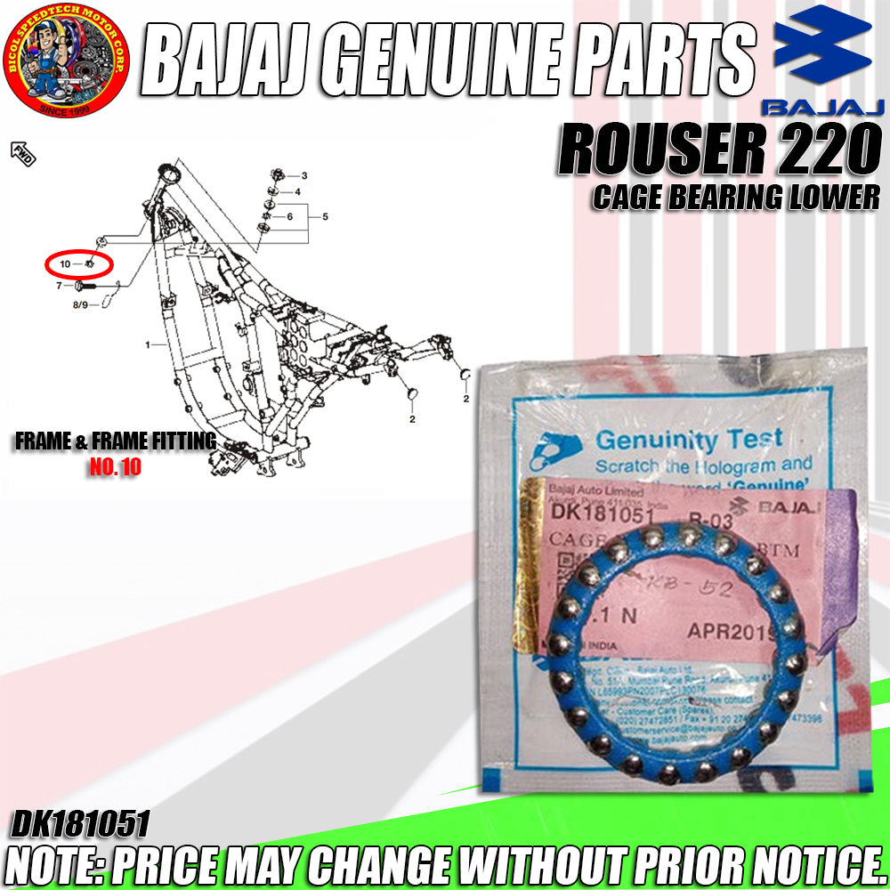 ROUSER 220 CAGE BEARING LOWER KMC GENUINE DK181051 Shopee