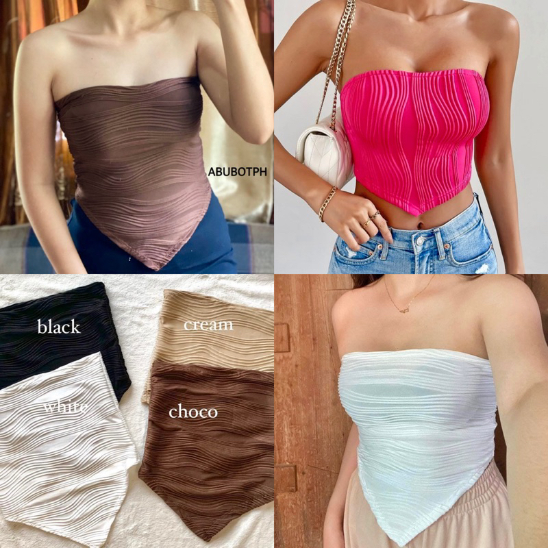 BAMBI BANDANA Wave Embossed Tube Top Shopee Philippines