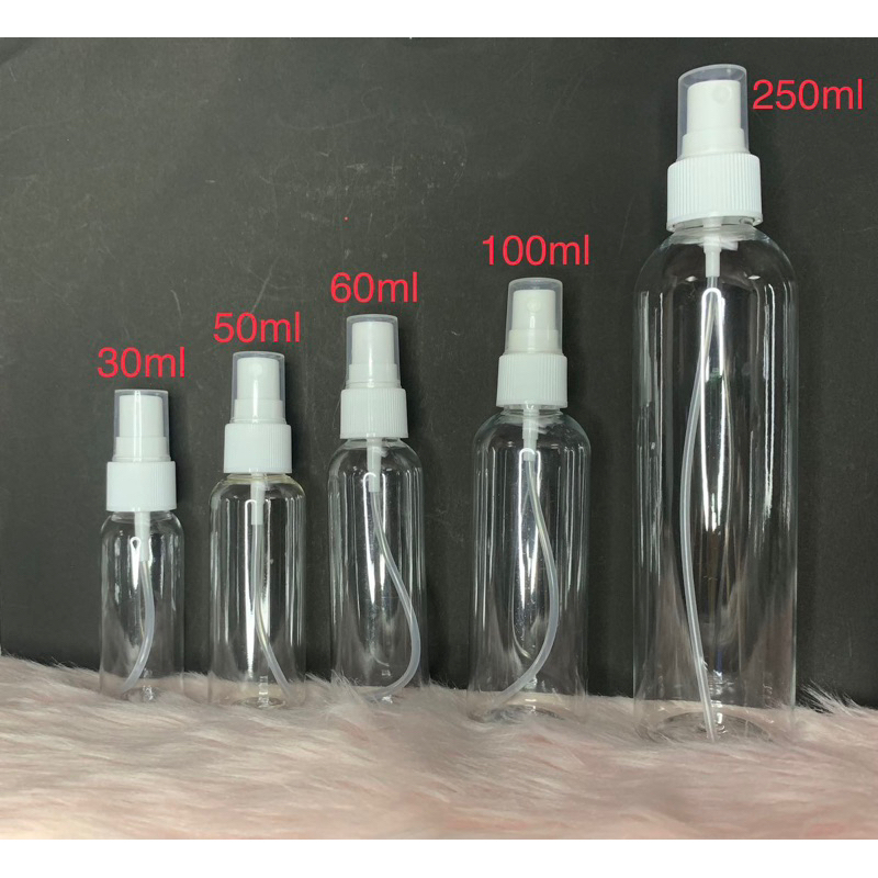 5 Pcs 30ml 50ml 60ml 100ml 250ml Transparent Bottle With White Mist