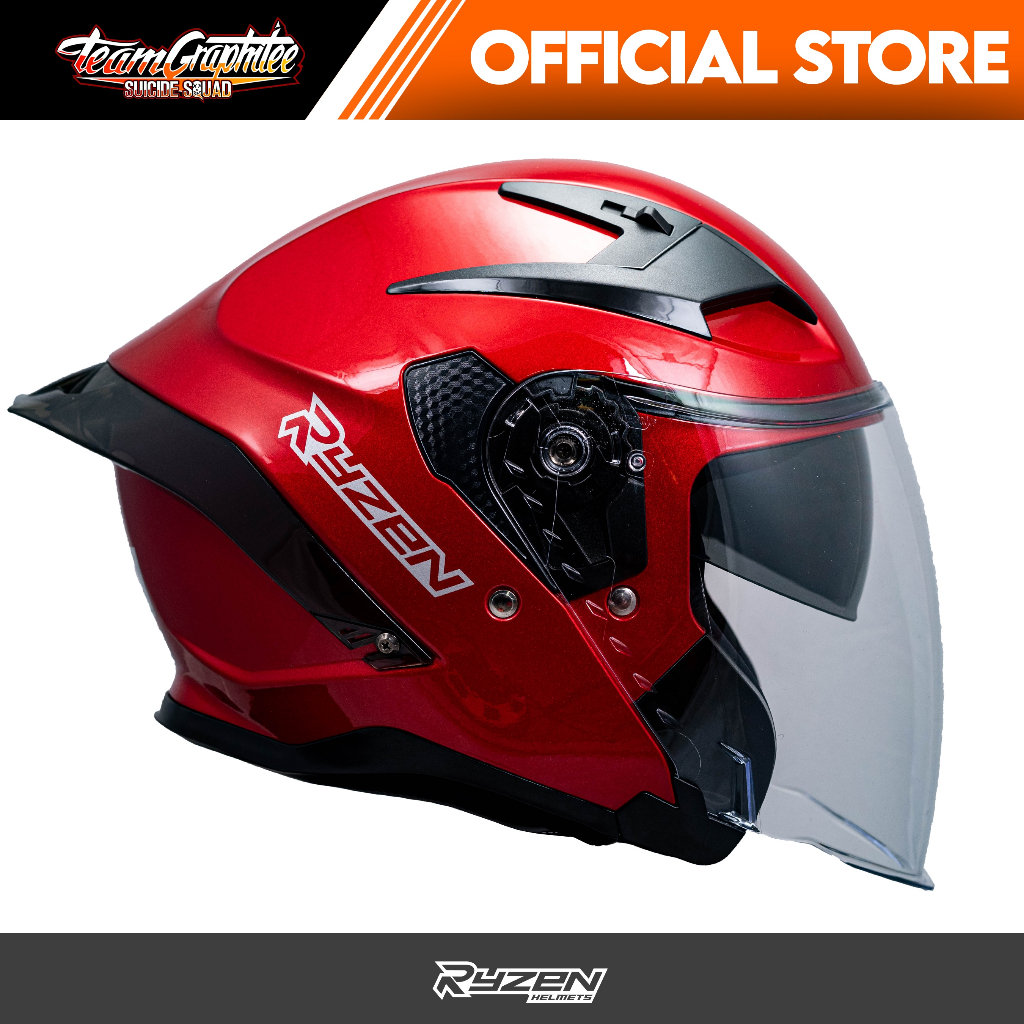 Ryzen Helmet Zx R Mono Half Face Dual Visor Shopee Philippines