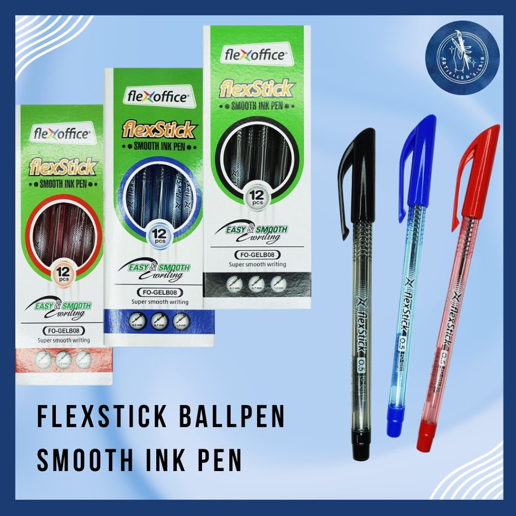 Flexoffice Flexstick Flextok Smooth Ink Black Blue Red Pen Dozen