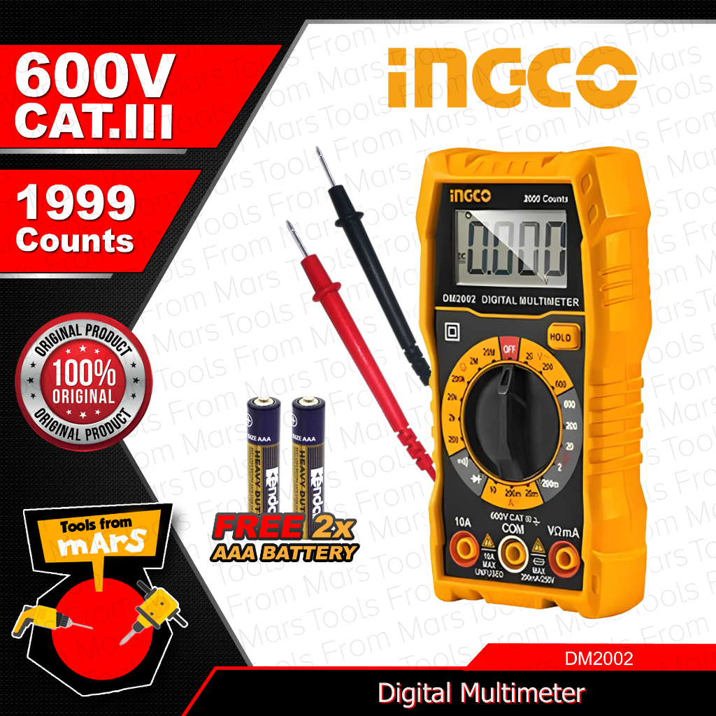 INGCO 600V LCD Digital Multi Tester Multimeter Electrical Tester