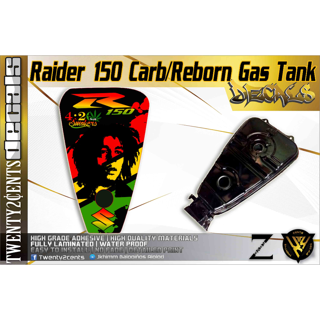 Suzuki Raider Carb Reborn High Quality Gas Tank Decal Stickers