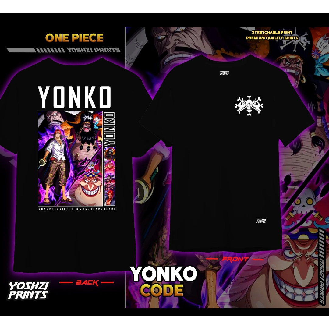 One Piece Yonko Anime Shirt Colors White Black Shopee Philippines