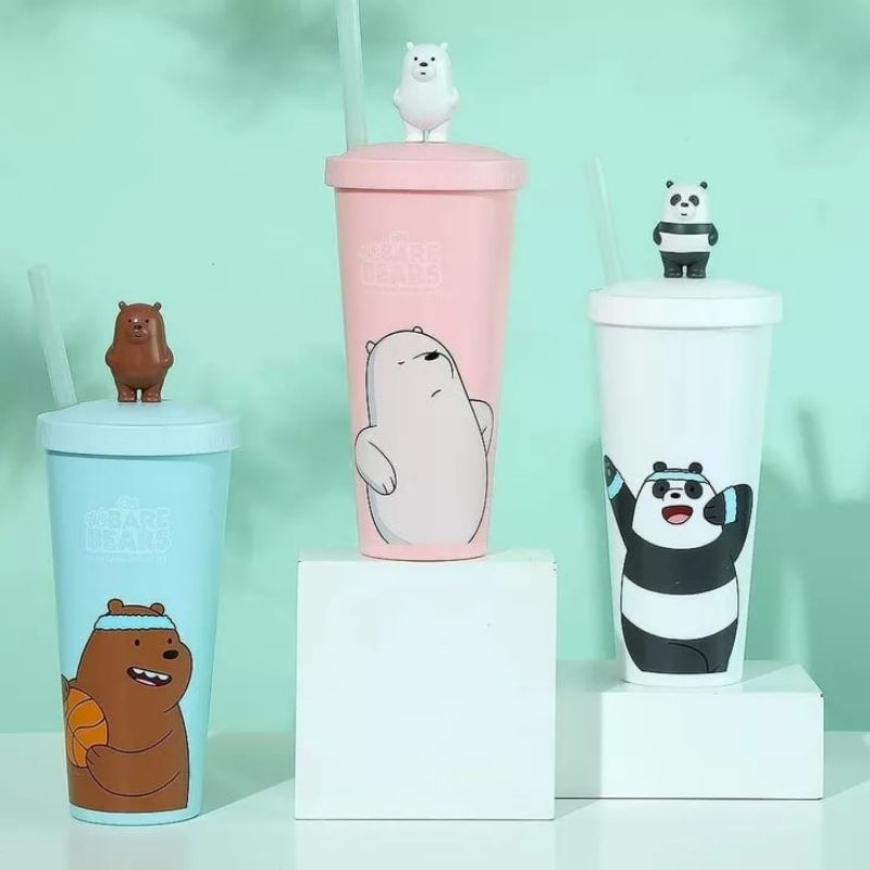 Miniso We Bare Bears Tumbler With Straw Water Bottle Shopee Philippines