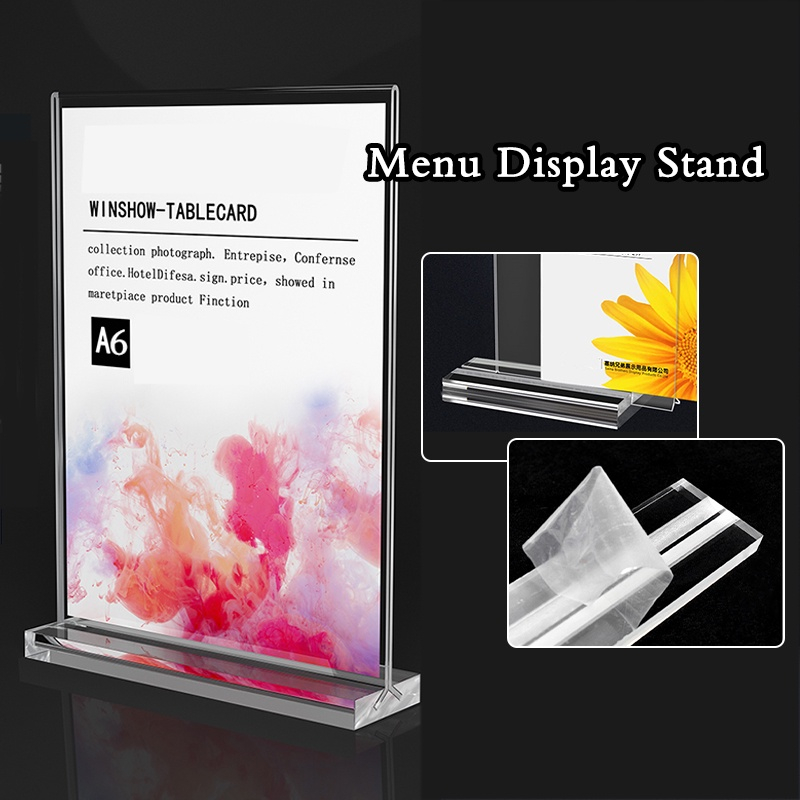 A A Acrylic Menu Display Stand Double Side Transparent T Type Menu Ad