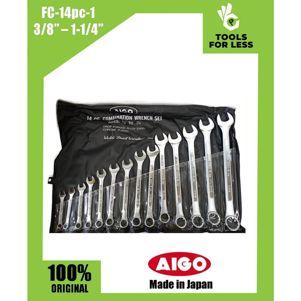 Aigo 14pc Combination Wrench Set 3 8 1 1 4 FC 14PC 1 Made In Japan