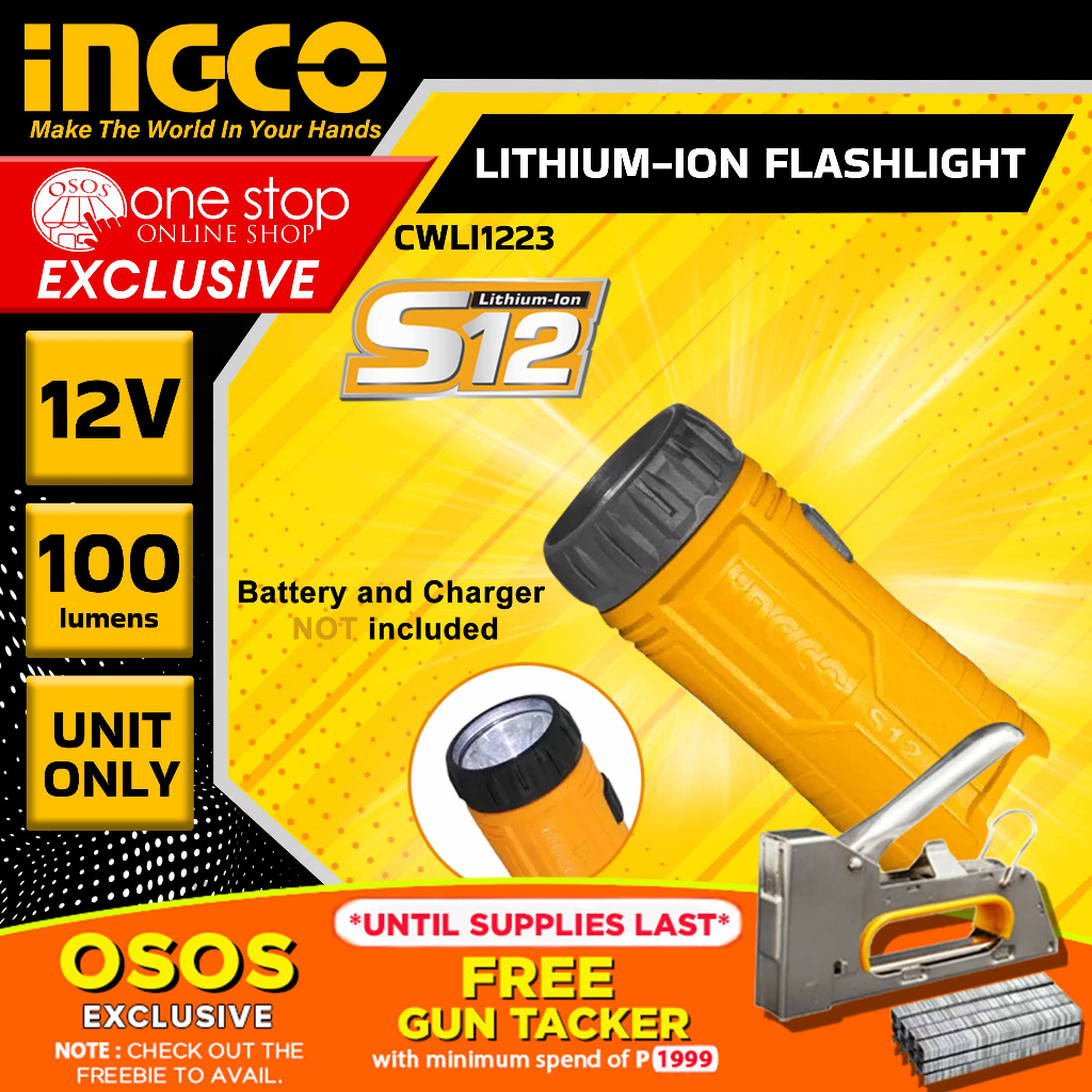 Ingco Tools Original S12 Lithium Ion Flashlight Emergency Light 12V