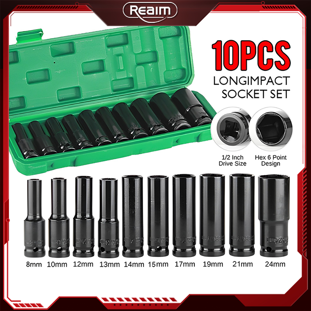 REAIM10 PCS Socket Wrench Set Tools Caliber 1 2 For Motorcycle Car