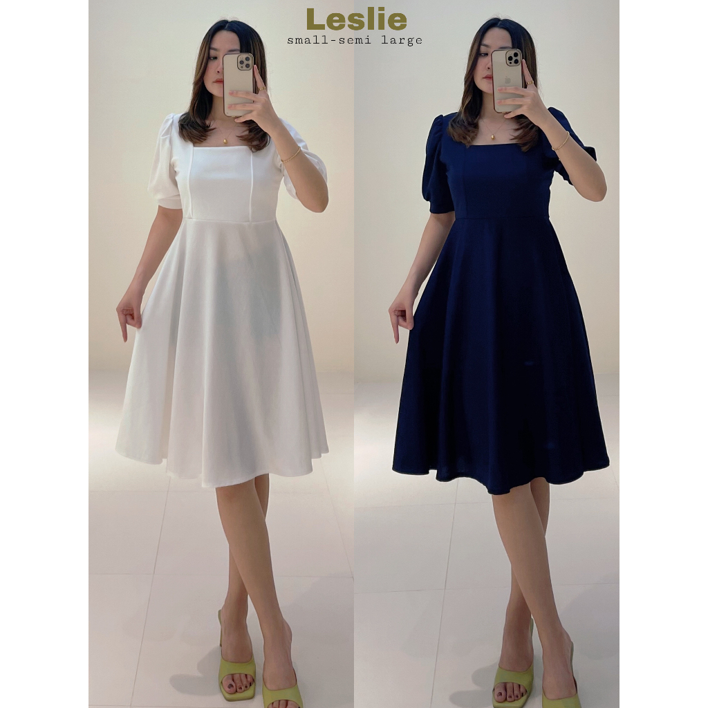 Leslie Square Neck Puff Dress Taytayfindsph Shopee Philippines