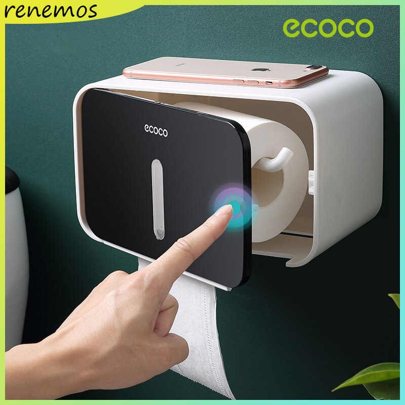 Ecoco Tissue Holder Bathroom Wall Mounted Tissue Box Waterproof For