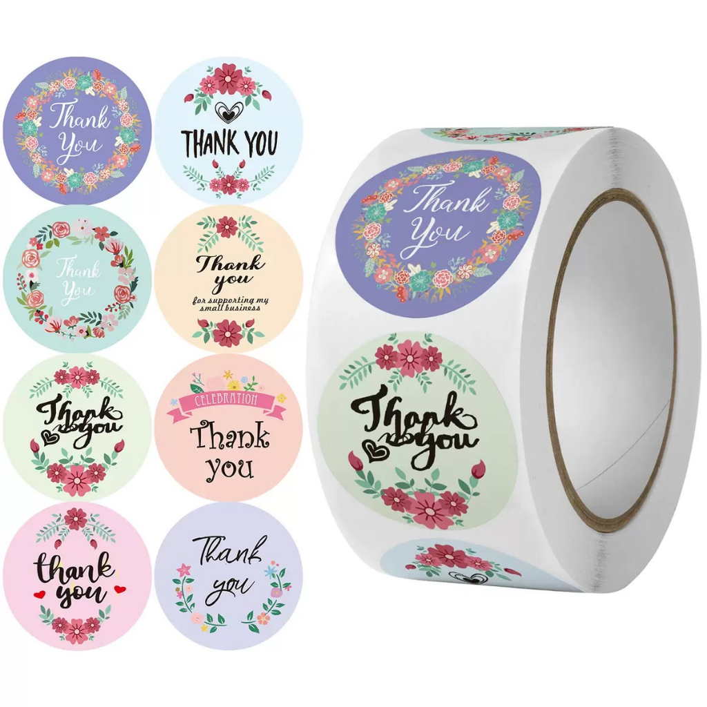 New Roll Pcs Thank You Tape Thankyou Flower Round Seal Sticker Tags