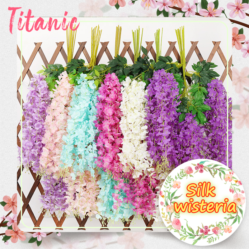 Cm Piece Artificial Fake Wisteria Vine Ratta Hanging Silk Flowers