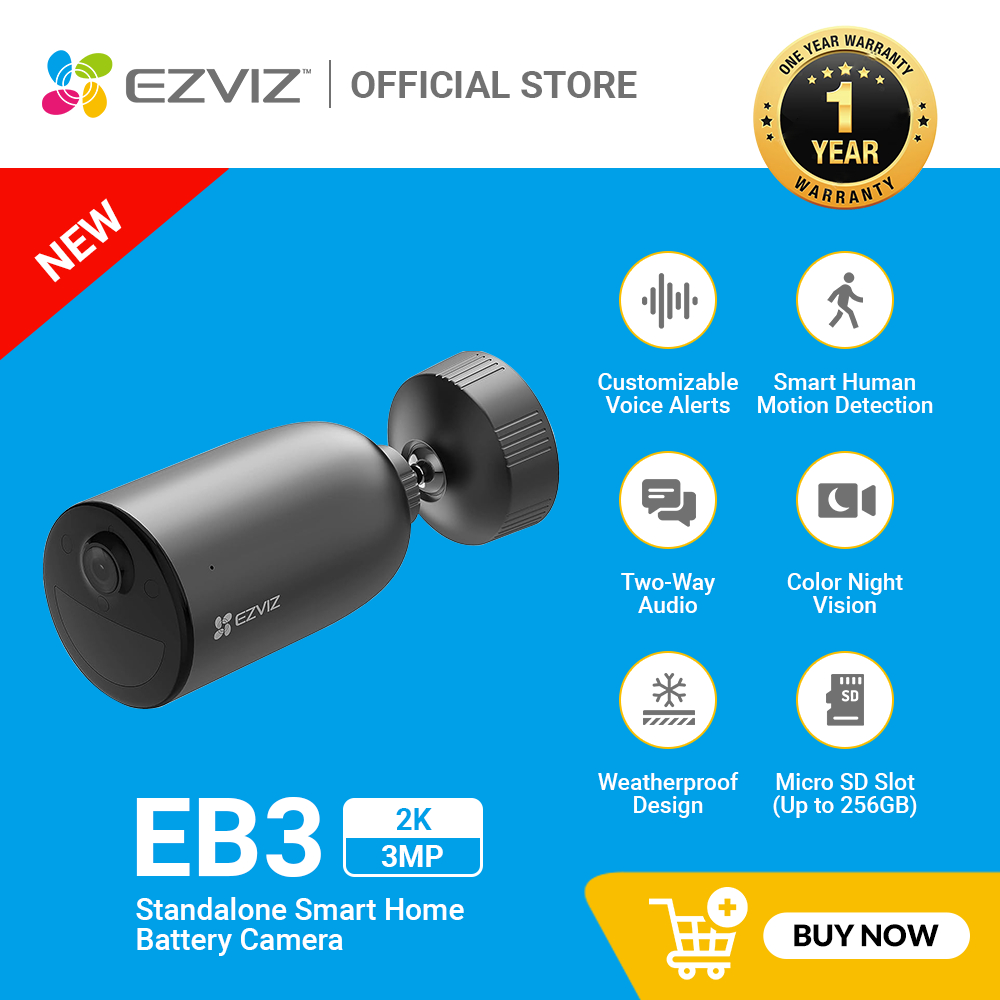 3MP Outdoor Security Wifi Camera EZVIZ EB3 Battery Powered CCTV