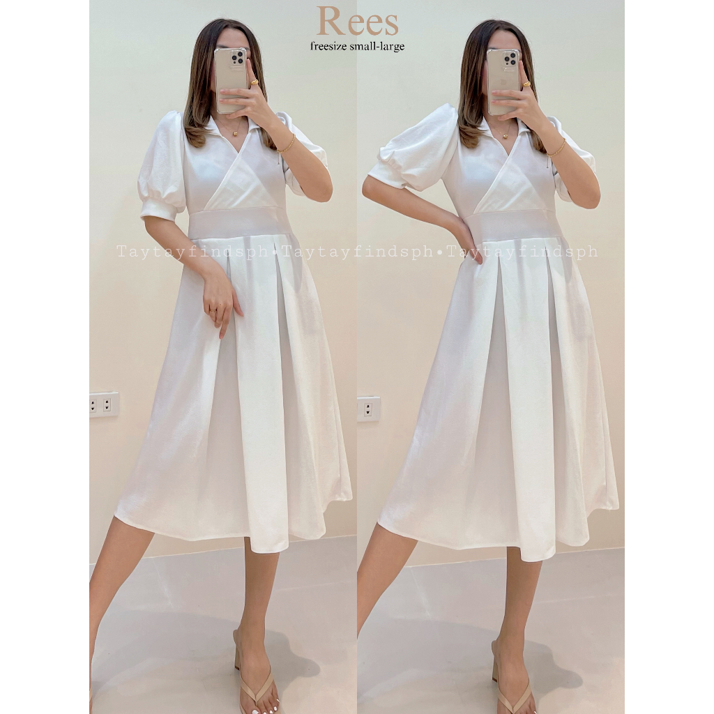 Rees Overlap Plits Collar Crepe Dress Taytayfindsph Shopee Philippines