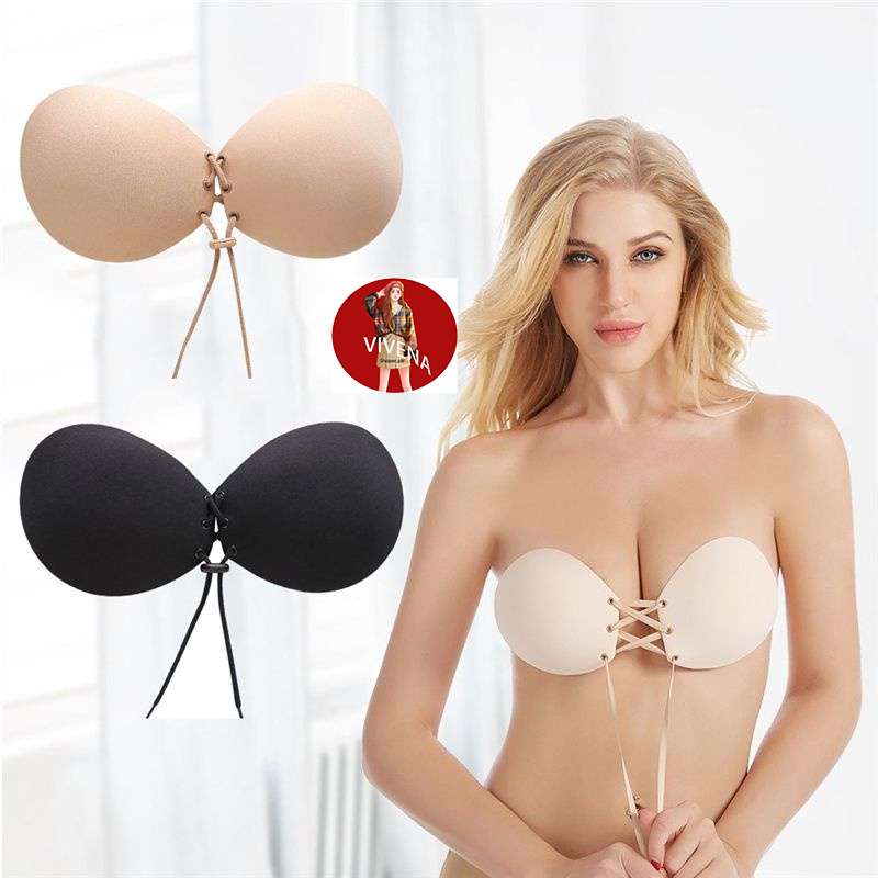 Vivena Women Self Adhesive Strapless Bandage Blackless Solid Bras