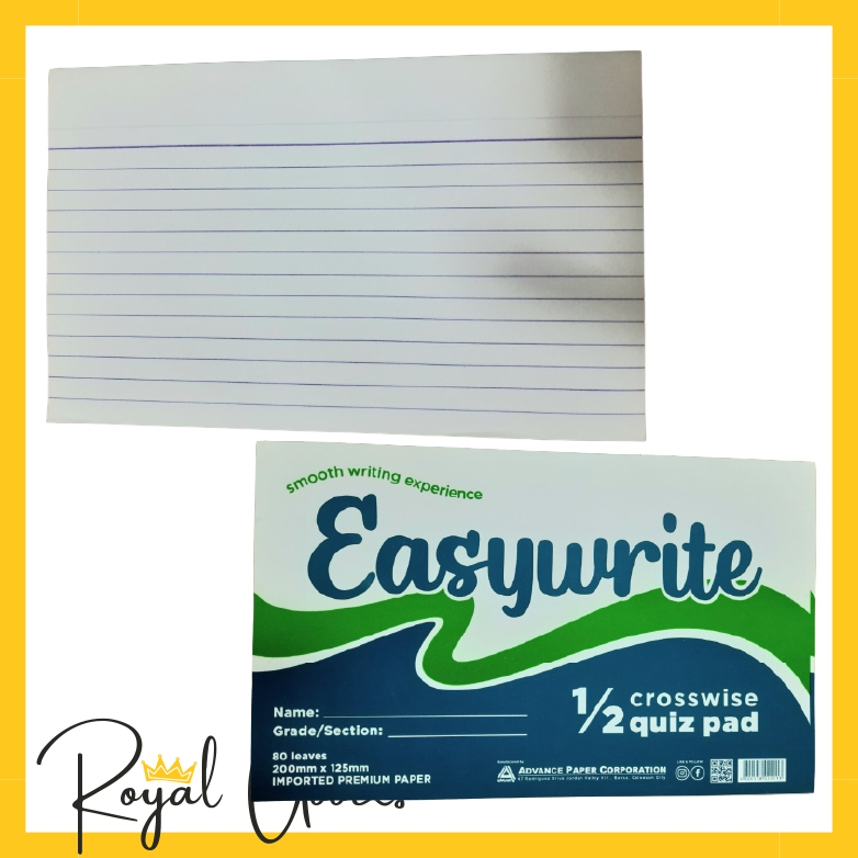 Easywrite Pad Paper Grade Lengthwise Crosswise