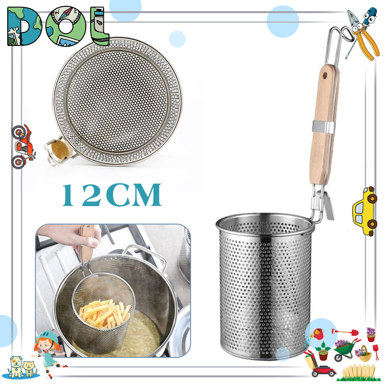 Stainless Steel Pasta Basket With Wooden Handle Kitchen Mesh Pasta