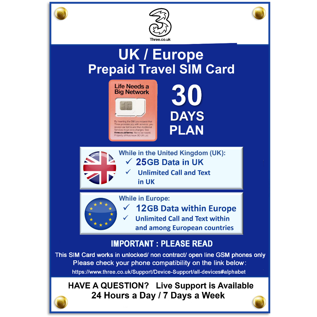 Gb Uk Gb Europe Data Sim Card By Uk Shopee Philippines