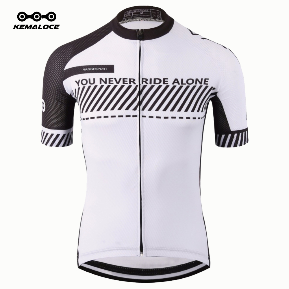 Kemaloce Cycling Jersey Men Women Short Sleeves Summer White Black