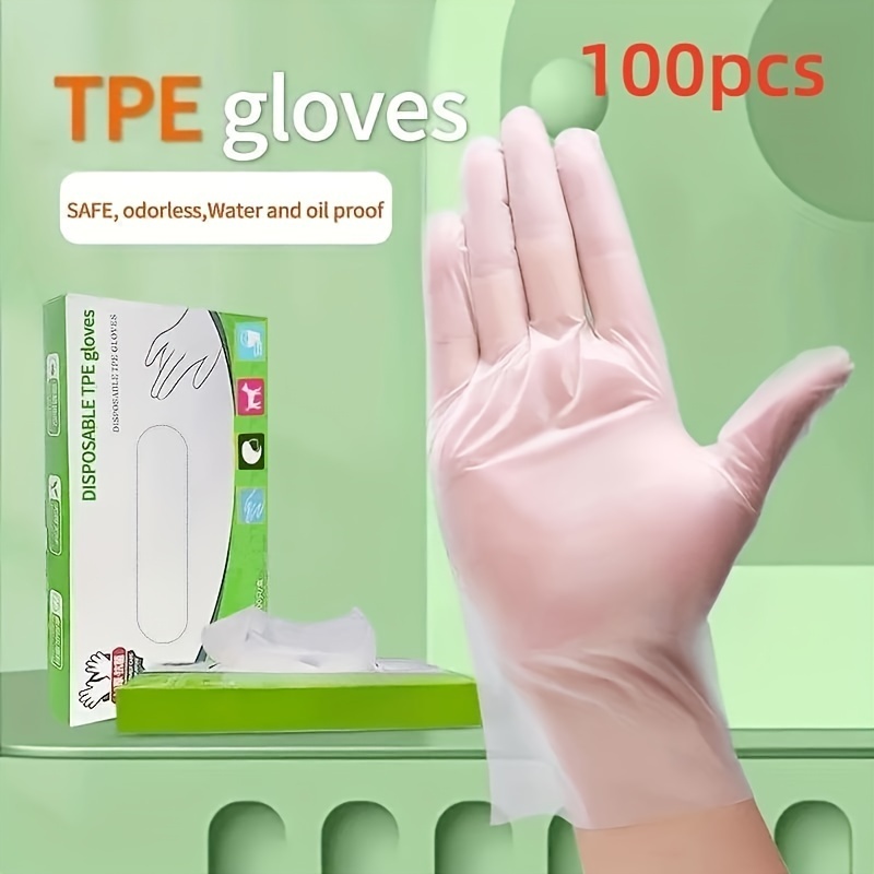 100 PCS Disposable TPE Gloves Latex Free Food Grade Gloves Kitchen