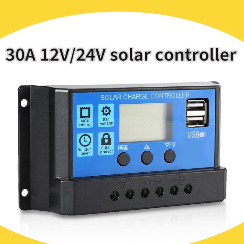 JOYUHON 12V 24V 30A PWM Solar Panel Regulator Charging Controller