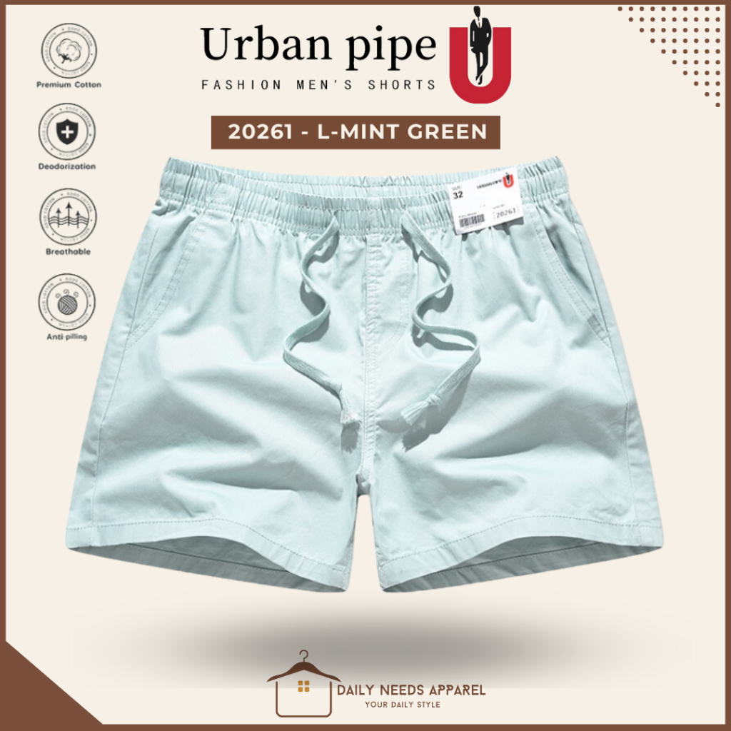 Urban Pipe Board Plain Above The Knee Shorts For Men Casual Garter