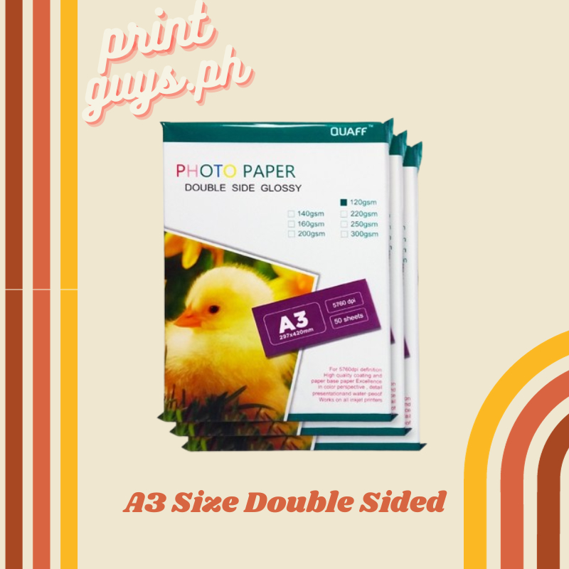 Quaff A3 Size Double Sided Glossy Photo Paper 120gsm 220ggsm 250gsm 50