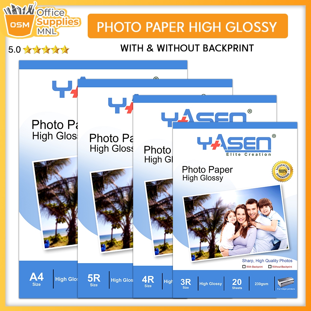 High Glossy Photo Paper 230GSM With Backprint No Back Print Yasen