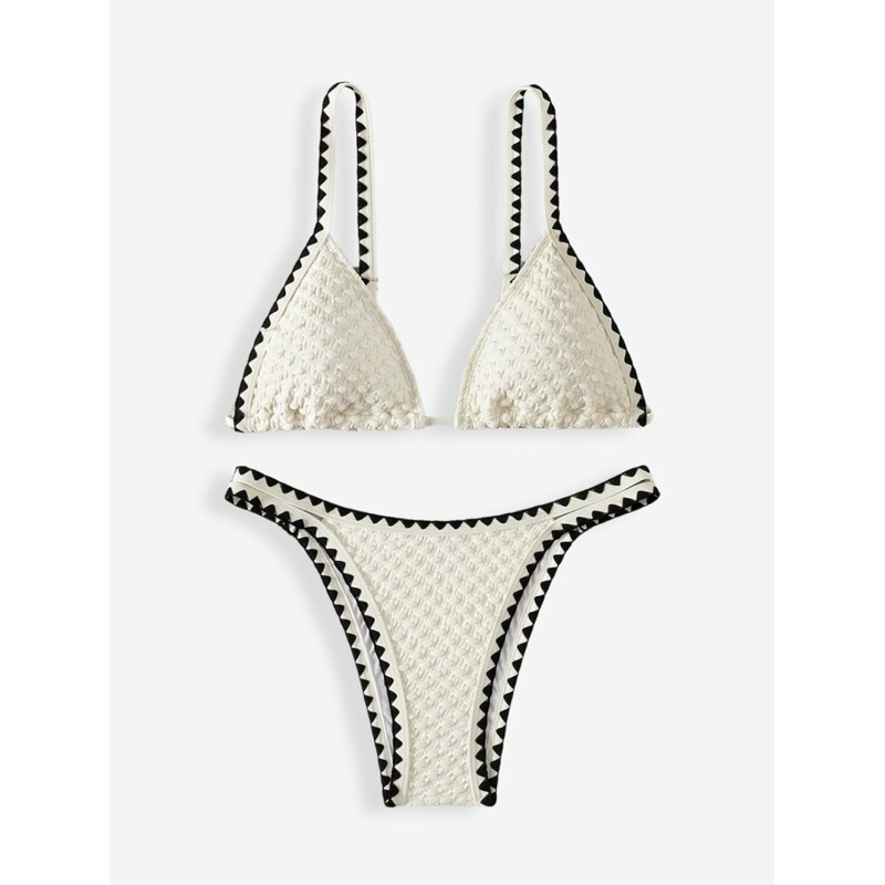 ANDY Textured Triangle Bikini Set Shopee Philippines
