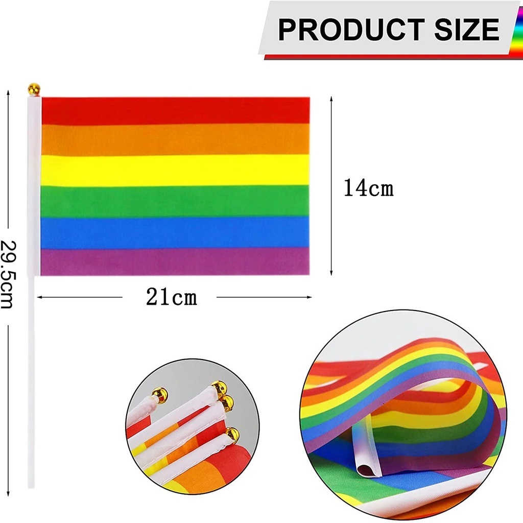 10pcs Rainbow Pride Flag Les Gay Hand Waving Flags Festival Party