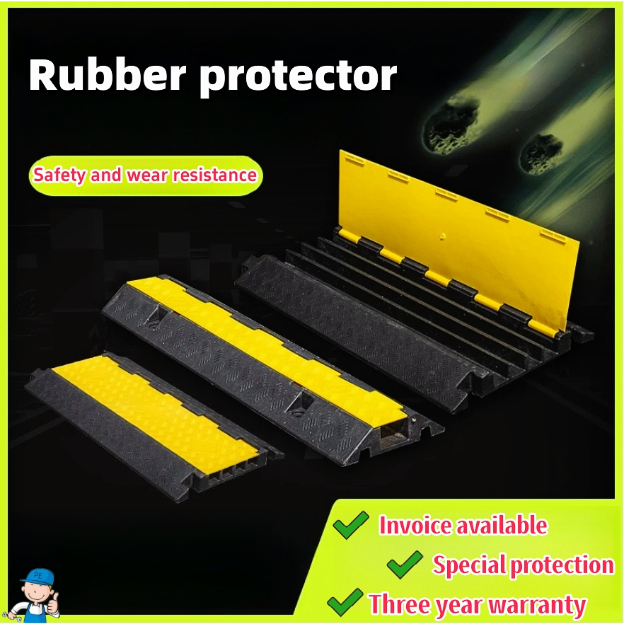 Yellow Black Rubber Humps Cable Ramp Protector With Cover Speed Bump