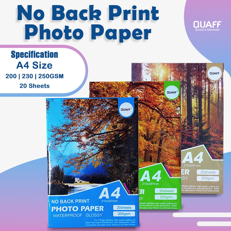 A Size Quaff No Back Print Photo Paper Glossy Inkjet Paper Gsm