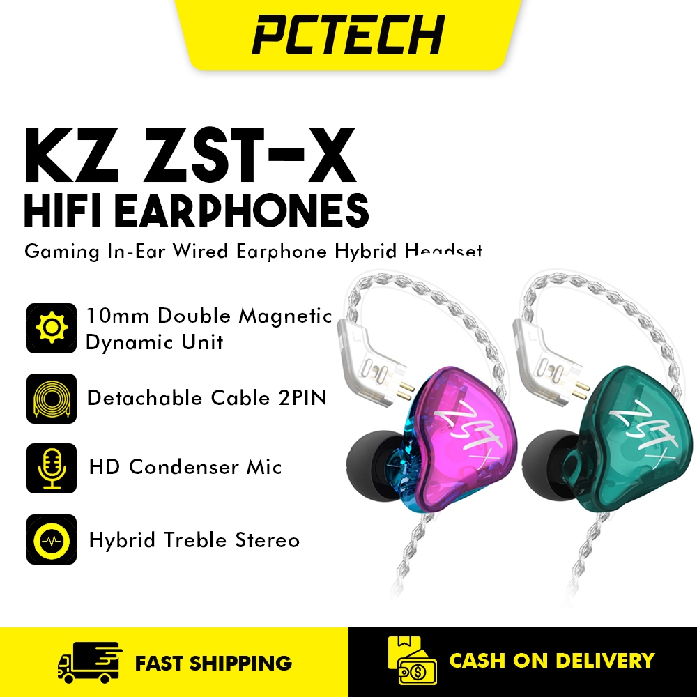 Kz Zst X Gaming In Ear Wired Earphone Hybrid Dd Ba Super Bass