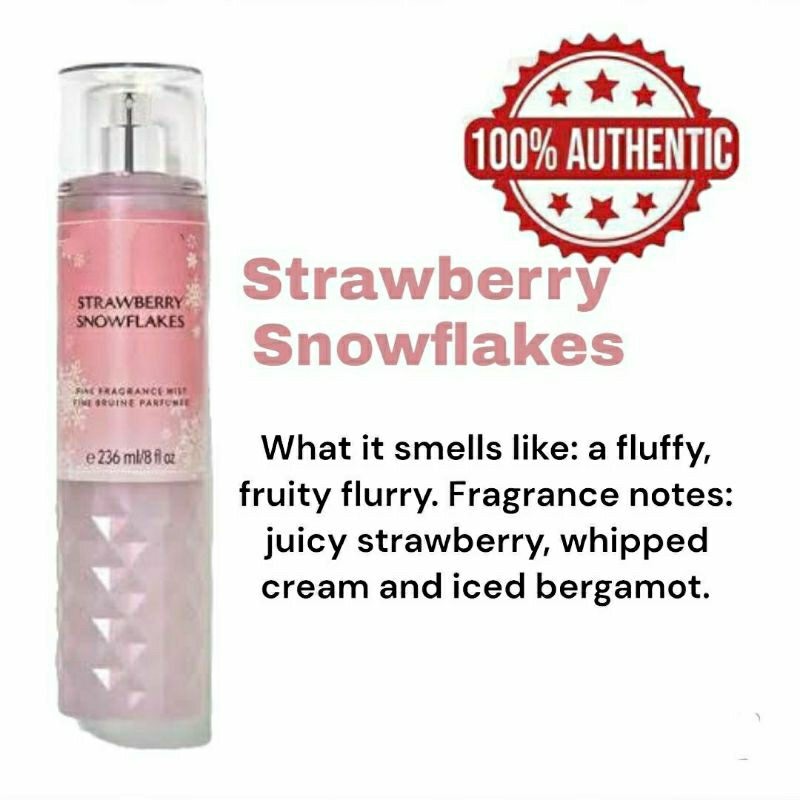 Strawberry Snowflakes Fine Fragrance Mist Authentic BBW 35ml Shopee