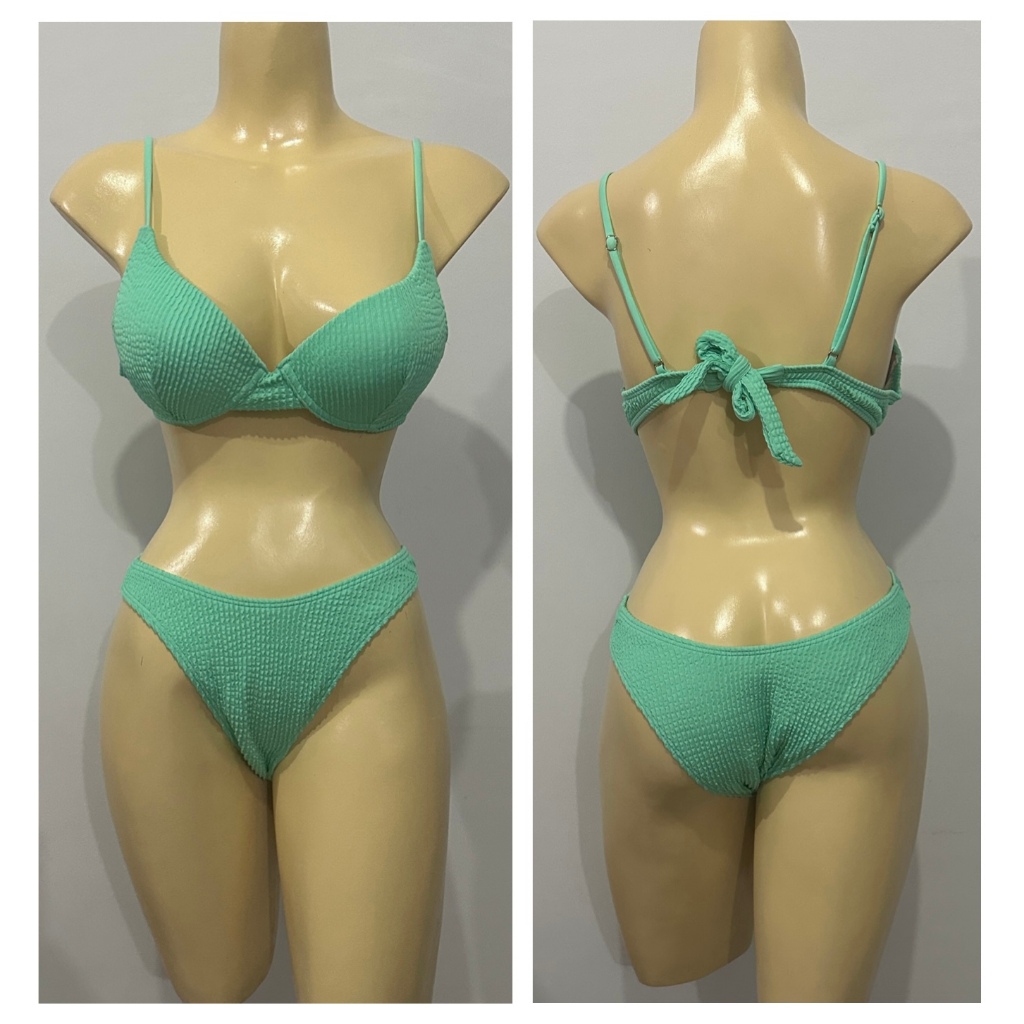 Swim Basics Smocked Underwire Bikini Swimsuit Medium Shopee Philippines