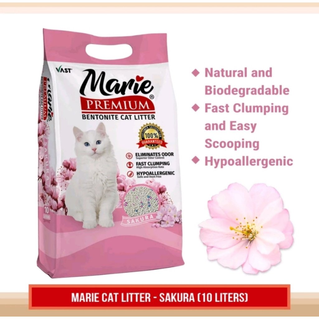 L Marie Sakura Premium Bentonite Cat Litter Eliminates Odor Fast