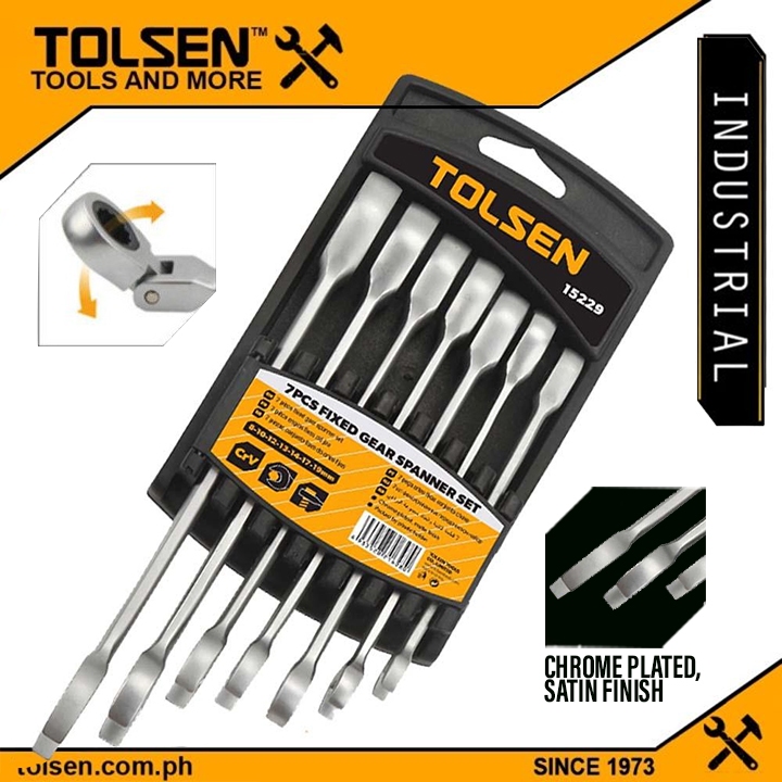 Tolsen 7Pcs Fixed Gear Head Combination Ratchet Spanner Set 8 10 12 13