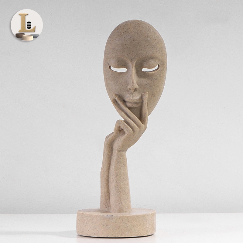 Sandstone Resin Face Thinker Style Abstract Sculpture Statue