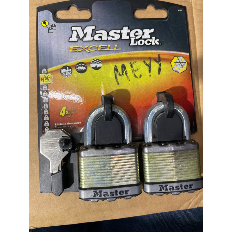 MasterLock Excell Padlock 50mm Pad Lock 2in1 2 Lock 1 Key Key Alike