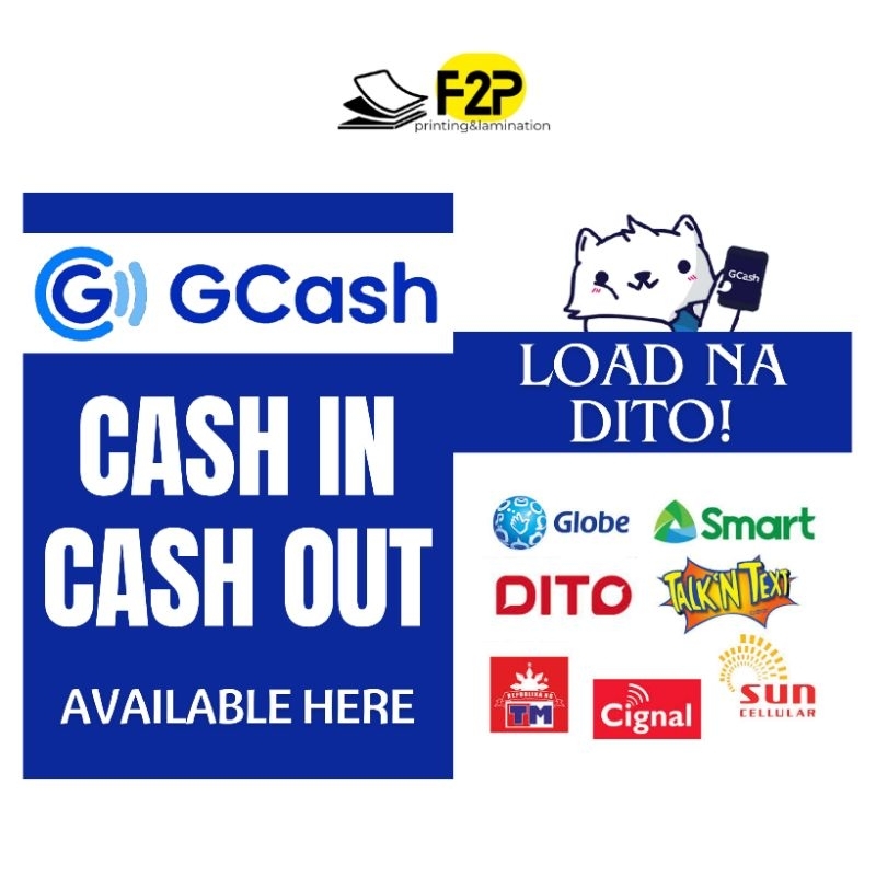 Gcash Cash In Cash Out Laminated Signage A4 A5 Size Shopee Philippines