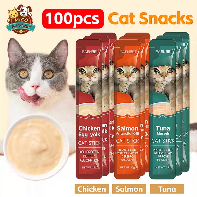 100pcs Cat Snack Treats Cat Strip Fresh Wet Food Pack Liquid Nutrition